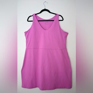 GapFit Womens XXL Athletic Dress with Bike Shorts Pockets Bright Pink Tank NWOT